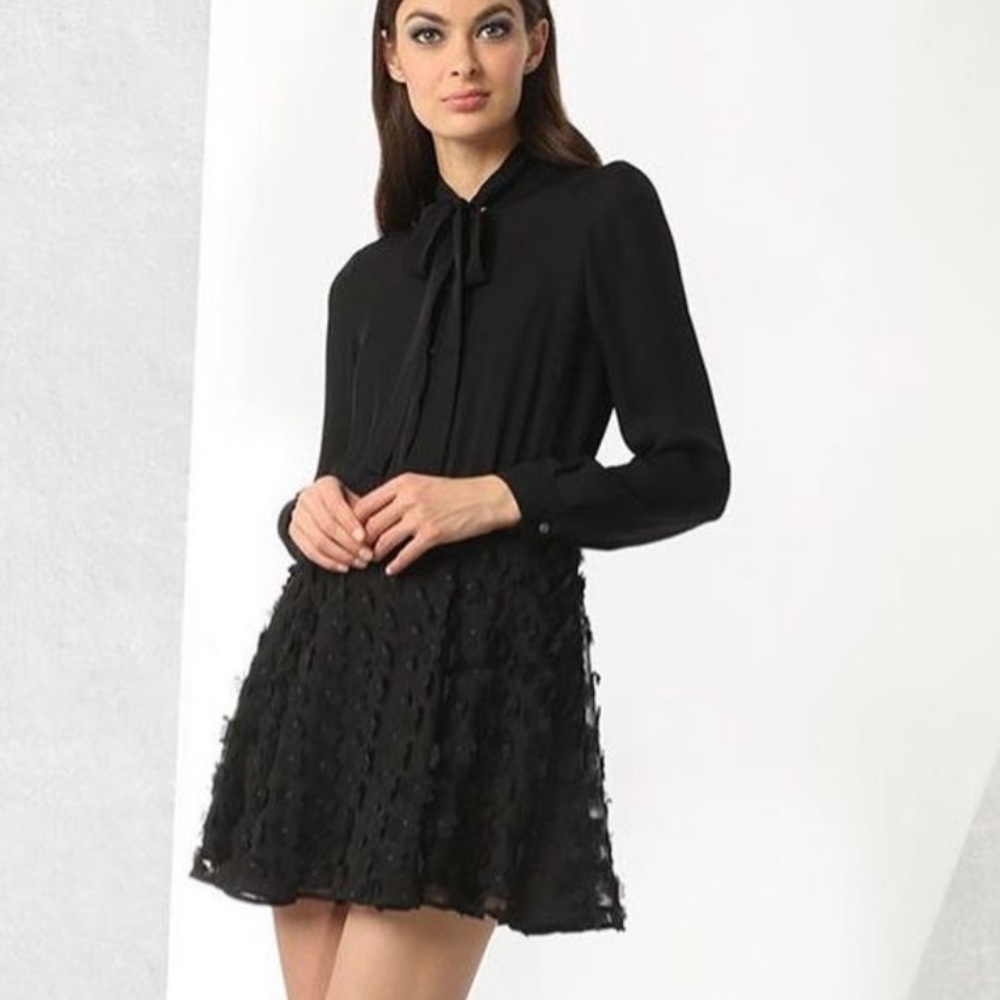 JayGodfrey black cocktail dress with floral bottom size 4